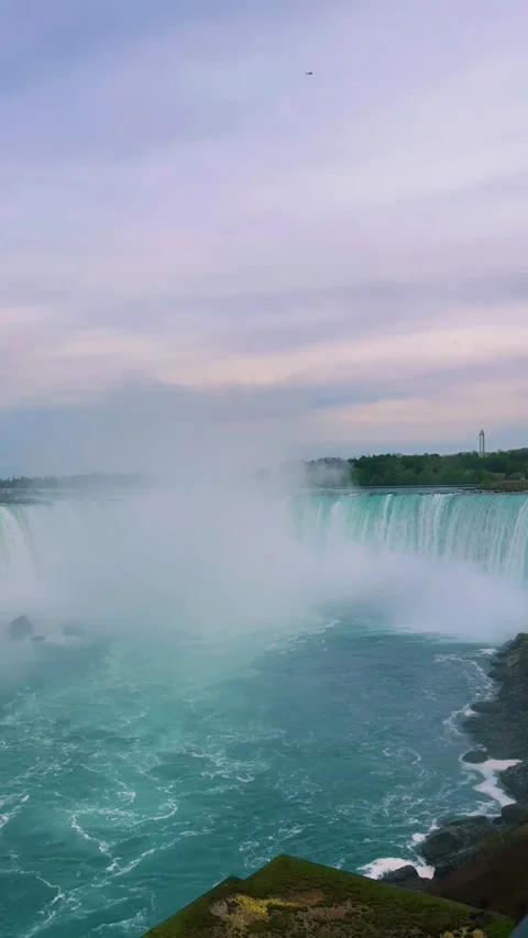 Panoramic View of Niagara Falls and Niagara River Stock Footage 256574544