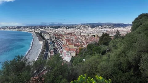 Panoramic View of Nice Coastline and Cityscape. Stock Footage 329588255