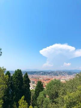 Panoramic view of Nice orange rooftops on a sunny day Stock Photos