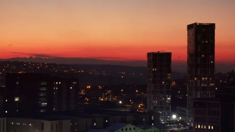 Panoramic view of the night city Stock Footage 76757051