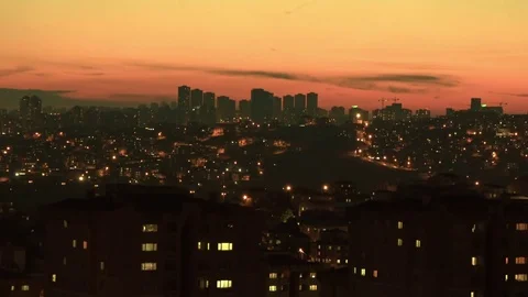 Panoramic view of the night city, timelapse Video stock 76752521