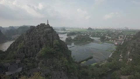Panoramic view of Ninh Binh area from top of Mua Hang Stock Footage 293401059