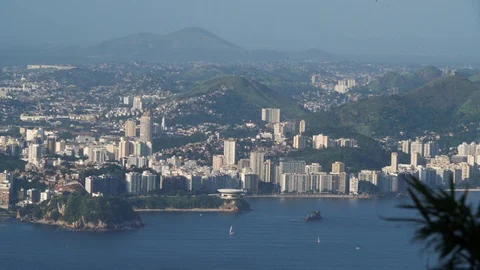 Panoramic view of Niteroi and MAC Museum in Niteroi, Rio de Janeiro, Brazil Stock Footage 125063791
