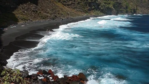 Panoramic view of Nogales beach.Slow Motion Stock Footage 73768526