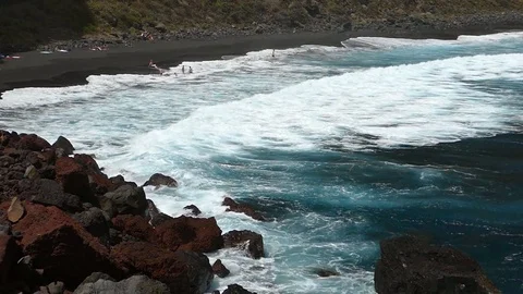 Panoramic view of Nogales beach.Time lapse and Slow Motion. Stock Footage 73768234