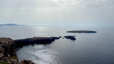 Panoramic view of the north coast of Menorca as seen from the Cavalleria Stock Footage 202250850