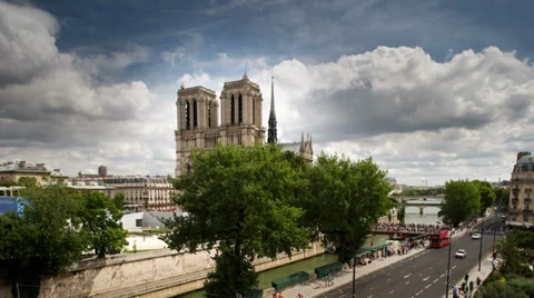 Panoramic view of notre dame, paris france Stock Footage 30985722