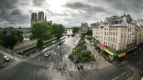 Panoramic view of notre dame, paris france Stock Footage 30985873