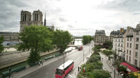 Panoramic view of notre dame, paris france Stock Footage 30986034