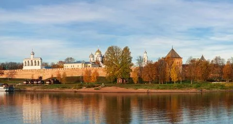 Panoramic view of Novgorod Kremlin Stock Photos