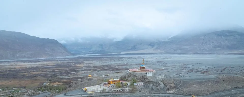 Panoramic View of Nubra Valley from Diskit Monastery Stock Photos
