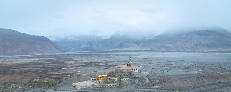 Panoramic View of Nubra Valley from Diskit Monastery Stock Photos