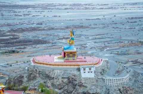 Panoramic View of Nubra Valley from Diskit Monastery Stock Photos
