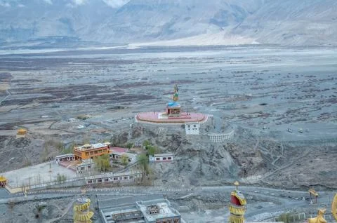 Panoramic View of Nubra Valley from Diskit Monastery Stock Photos