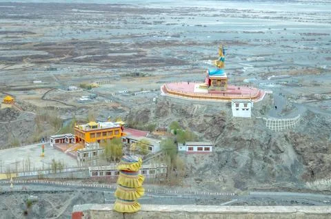 Panoramic View of Nubra Valley from Diskit Monastery Stock Photos