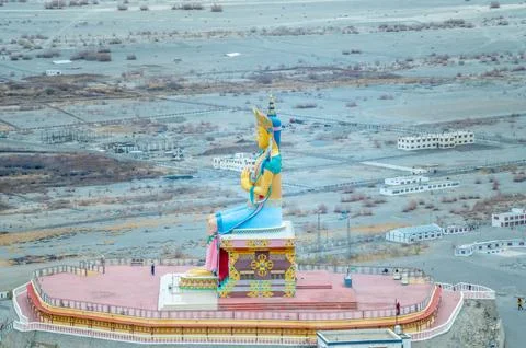 Panoramic View of Nubra Valley from Diskit Monastery Stock Photos