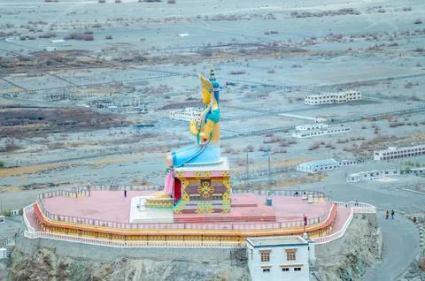 Panoramic View of Nubra Valley from Diskit Monastery Stock Photos