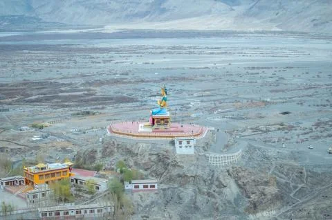 Panoramic View of Nubra Valley from Diskit Monastery Stock Photos