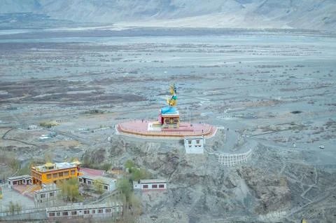Panoramic View of Nubra Valley from Diskit Monastery Stock Photos