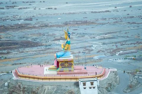 Panoramic View of Nubra Valley from Diskit Monastery Stock Photos