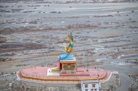 Panoramic View of Nubra Valley from Diskit Monastery Stock Photos