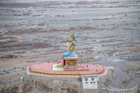 Panoramic View of Nubra Valley from Diskit Monastery Stock Photos