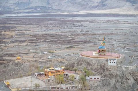Panoramic View of Nubra Valley from Diskit Monastery Stock Photos