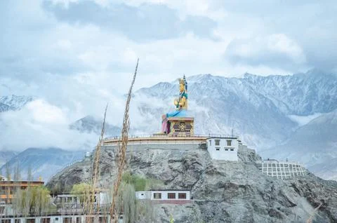 Panoramic View of Nubra Valley from Diskit Monastery Stock Photos
