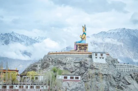 Panoramic View of Nubra Valley from Diskit Monastery Stock Photos