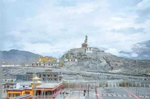 Panoramic View of Nubra Valley from Diskit Monastery Stock Photos