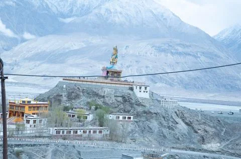 Panoramic View of Nubra Valley from Diskit Monastery Stock Photos