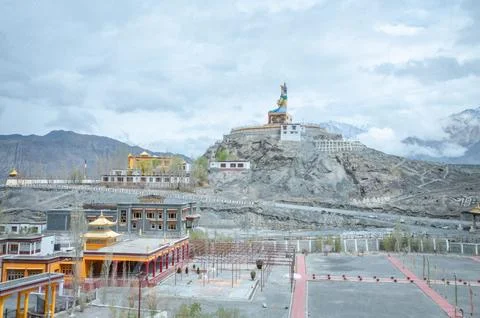 Panoramic View of Nubra Valley from Diskit Monastery Stock Photos