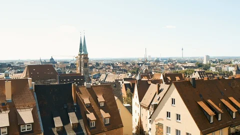 Panoramic view of Nuremberg, Germany. August sunny day Stock Footage 130142851