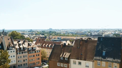 Panoramic view of Nuremberg, Germany. August sunny day Stock Footage 130142997