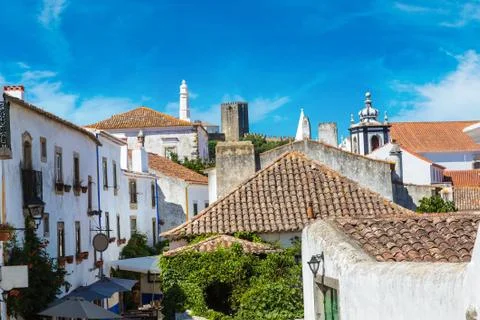 Panoramic view of Obidos Stock Photos