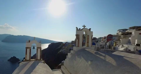 Panoramic view of Oia in Santorini 스톡 동영상 70960116