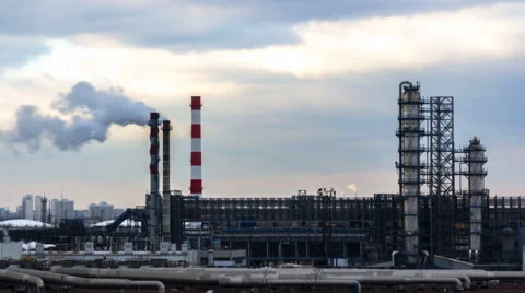 Panoramic view of oil refinary time lapse 스톡 동영상 68894264