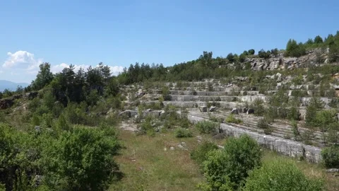 Panoramic view of the old abandoned and protected travertine quarry Dreveník Stock Footage 156572084
