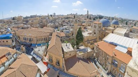Panoramic view of the old city of Jerusalem Stock Photos
