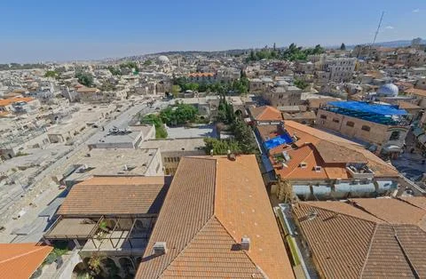 Panoramic view of the old city of Jerusalem Stock Photos
