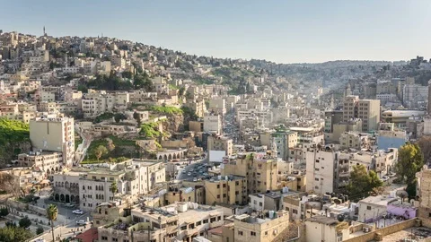 Panoramic view old historic center of Amman, Jordan Stock Footage 107837121