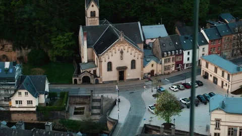 Panoramic view of the old historical part of Luxembourg Stock Footage 277990188