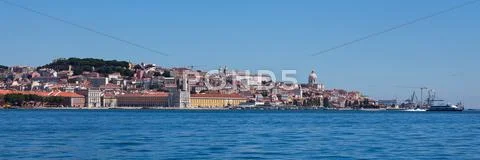 Panoramic view of old lisbon in portugal Stock Photos