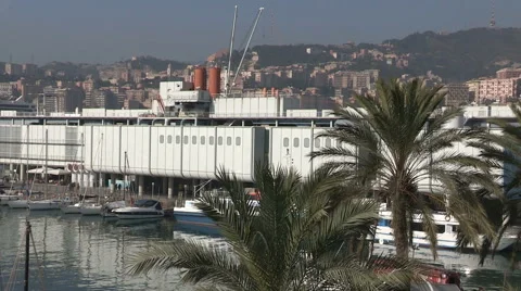 Panoramic view of the old port of Genoa Stock Footage 45601095