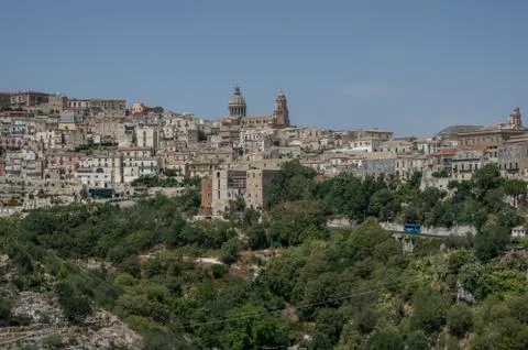 Panoramic view of the old small town Ragusa. Sicily. Italy. Foto stock
