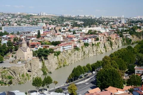 Panoramic view of old tbilisi , view from narikala fortress,Georgia Stock Photos