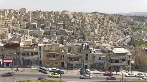 Panoramic view of old town Amman, Jordan Stock Footage 110944997