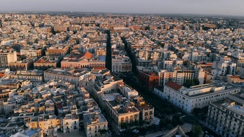 Panoramic view of old town in Bari, drone shot, Puglia, Italy Stock Footage 112662526