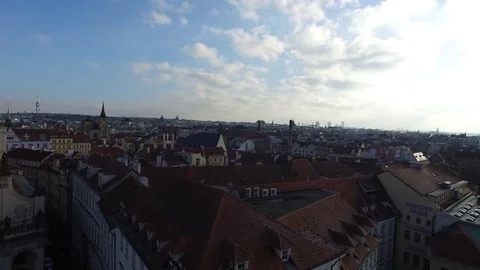 Panoramic View from Old Town Bridge Tower in Prag Stock Footage 73032236
