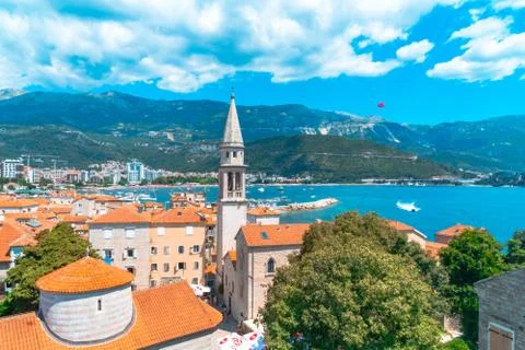 Panoramic View of Old Town Budva Stock-Fotos